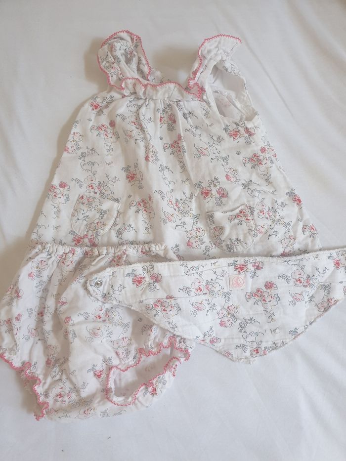 Robe + bloomer+bavoir petit bateau