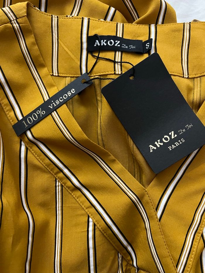 Blouse manches longues rayée jaune moutarde Akoz - photo numéro 7
