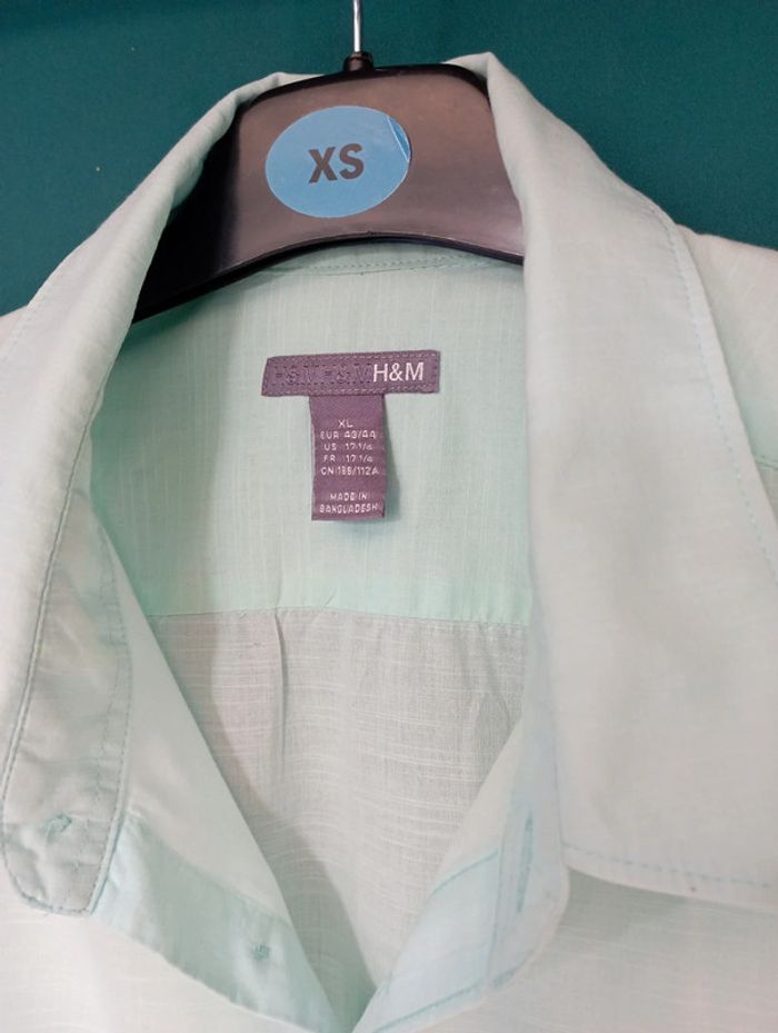 Chemise homme coton turquoise clair - photo numéro 4