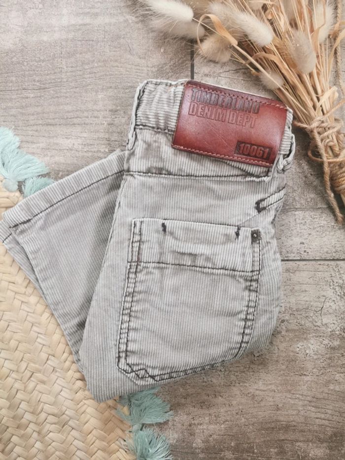 Pantalon Timberland 😻velour côtelé beige gris 9mois - photo numéro 5