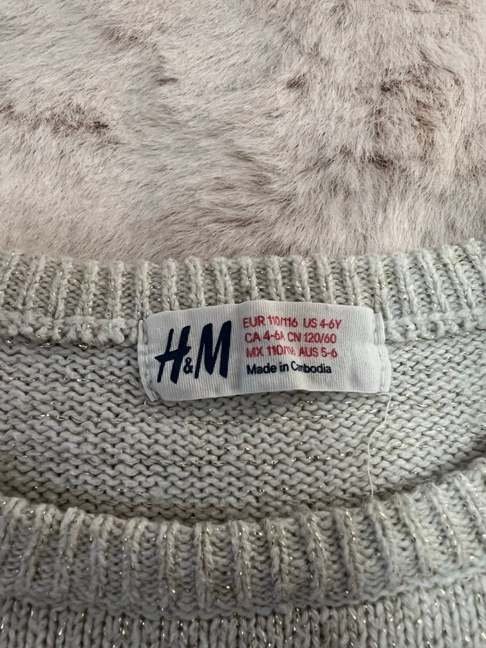 Robe fille beige et lurex doré 4-6 ans H&M - photo numéro 4