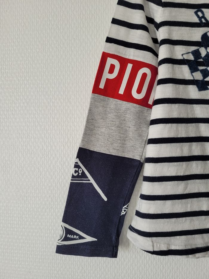 T-shirt rayé course IKKS 5 ans TBE - photo numéro 3