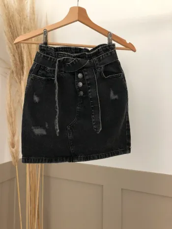 Jupe jeans noire aspect vieilli - Kiabi - XXS