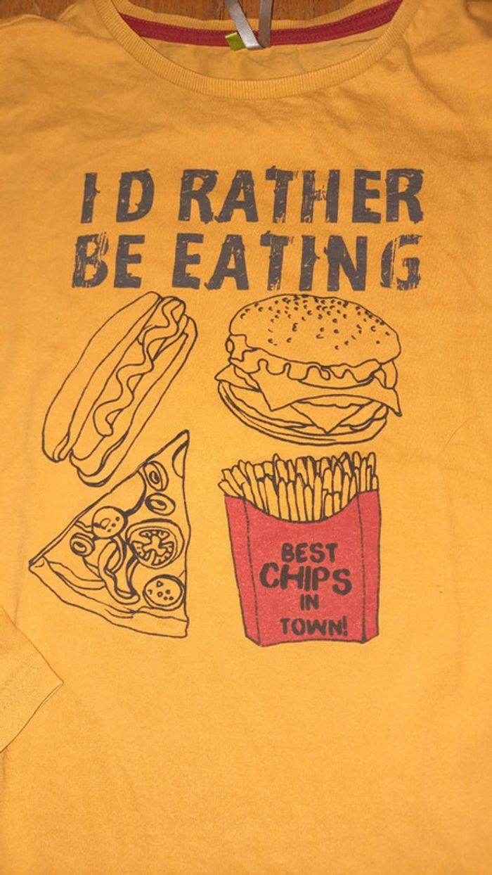 Tee shirt jaune orchestra 12 ans hamburger frite pizza - photo numéro 3