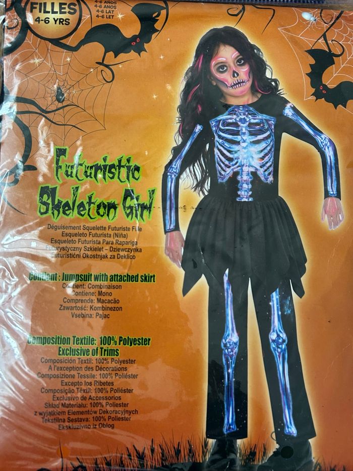 Déguisement fille “Futuristic Skeleton” 4-6 ans neuf sous emballage - photo numéro 2