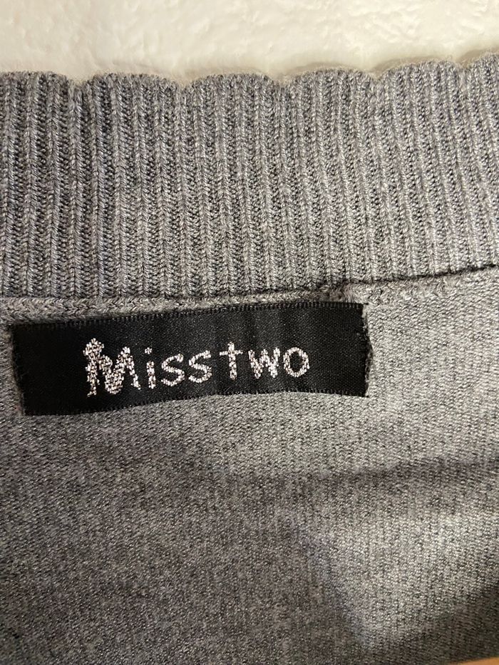 Pull en coton gris femme Miss two - photo numéro 3