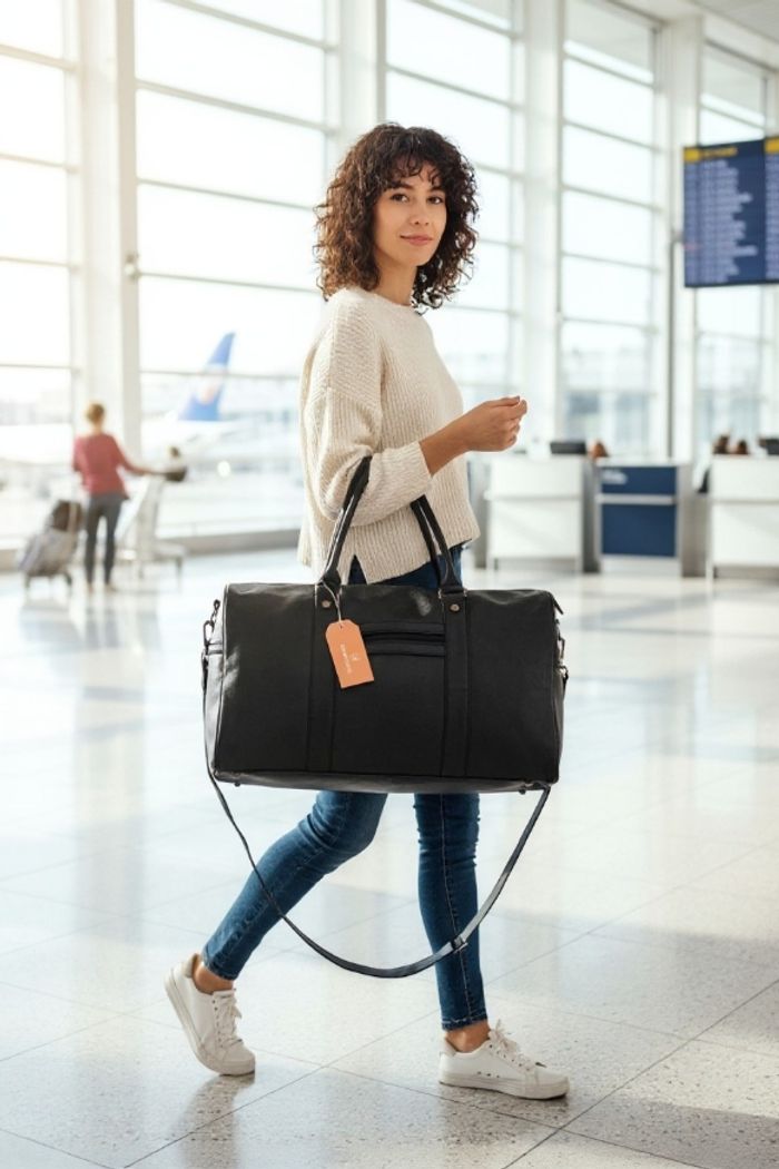 Sac de voyage en cuir pu lisse haute qualitie - photo numéro 2