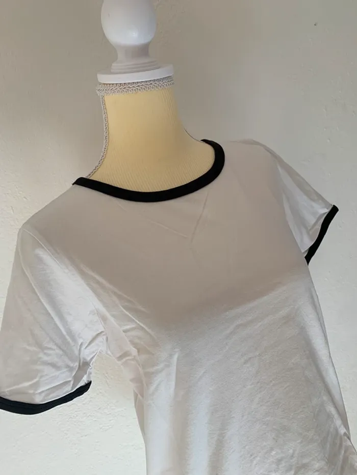 T-shirt blanc basique avec liseré noir – Primark – 14/15 ans - photo numéro 2
