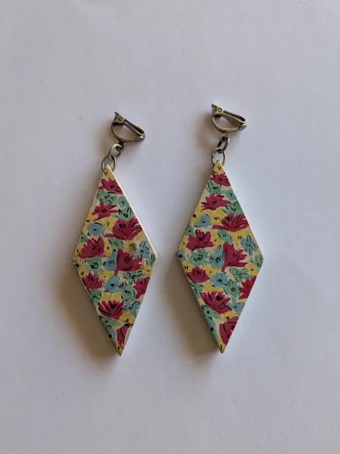 Boucles d'oreille vintage en bois