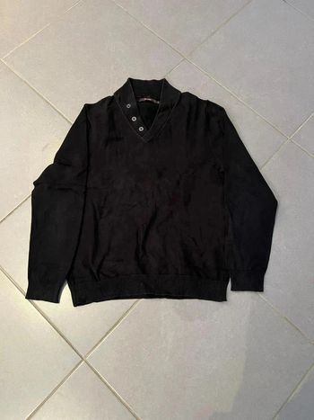 Sweat / Pull col V avec 3 boutons d'ornement - Noir - Brice - Taille L