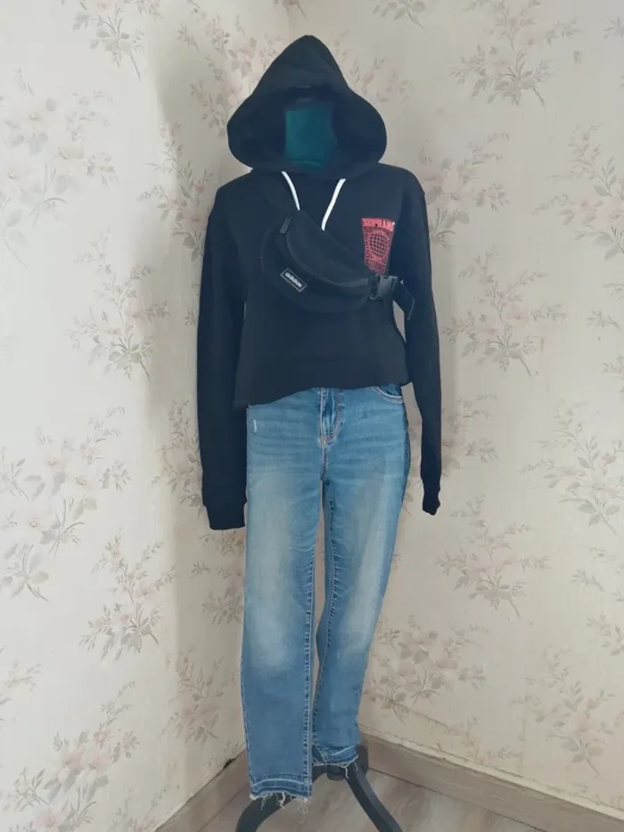 Jeans skinny bleu délavé et déchiré aux chevilles / don't call me jennyfer / (44)