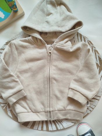 Sweat zippé beige 6 mois garçon