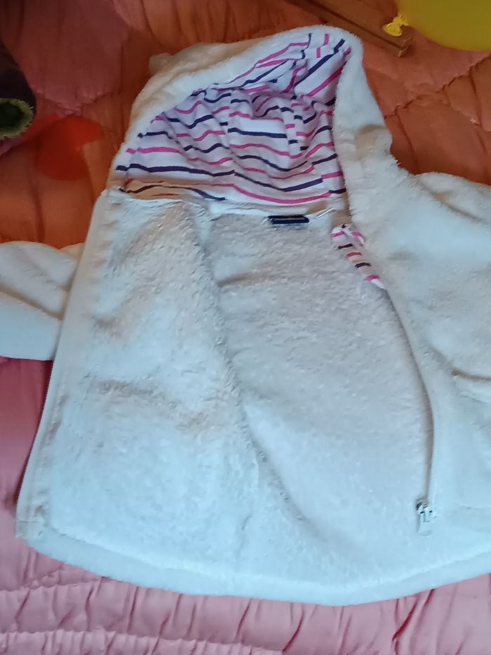 Manteau polaire blanc  9/12 mois - photo numéro 3