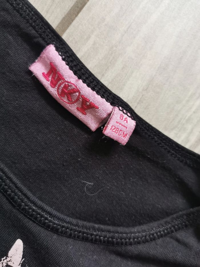 T-shirt manches longues noir cœur papillons roses NKY - photo numéro 3