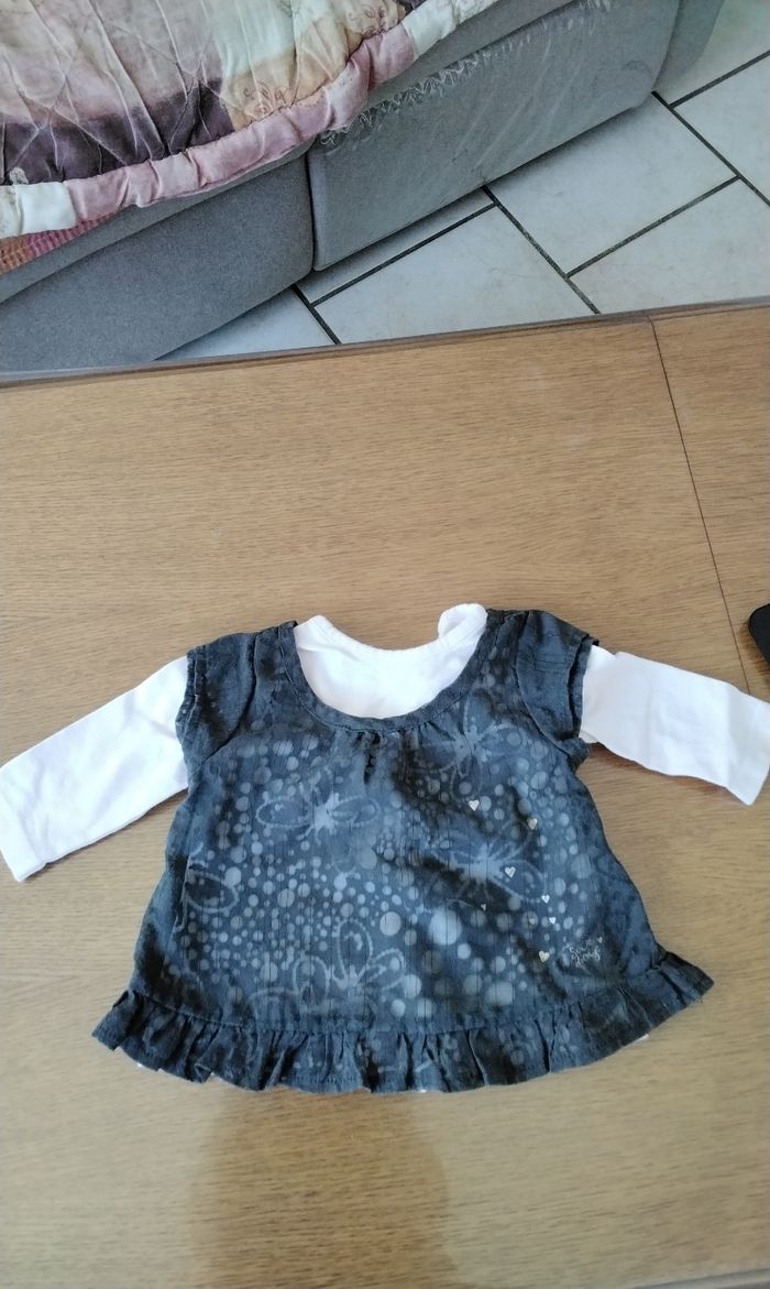 Chemise manches longues , Sucre D'orge , rose et gris , 1Mois - photo numéro 4