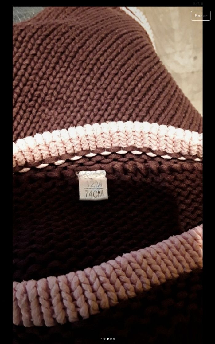 Pull violet dessin coeur rose - photo numéro 5