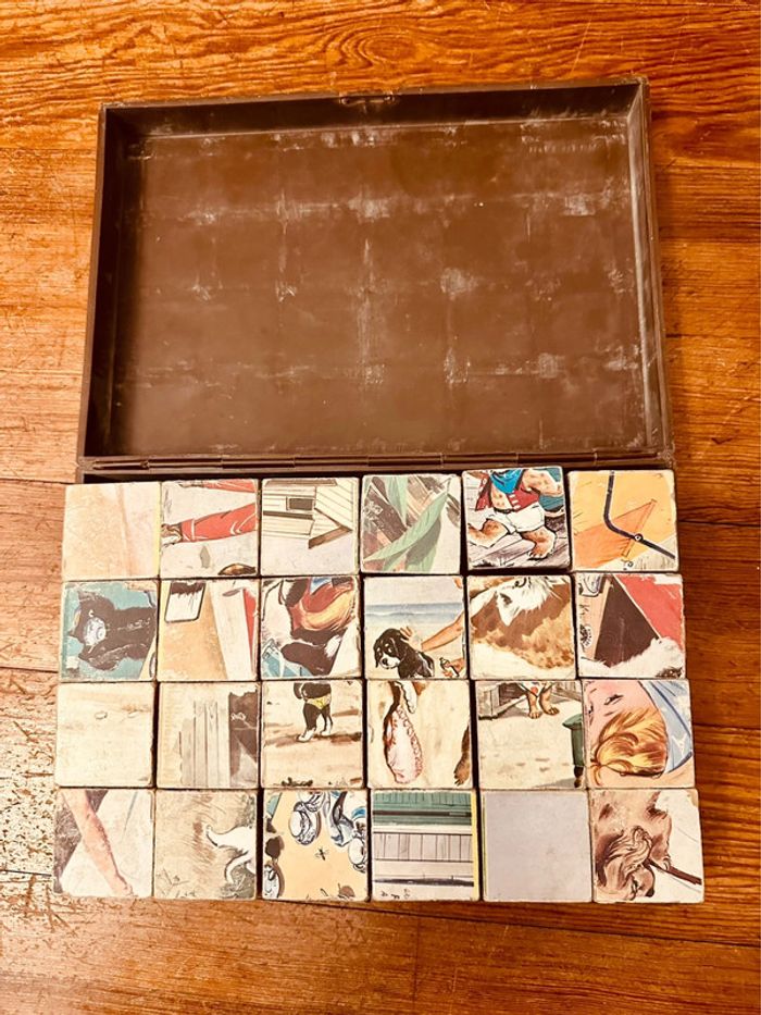 RARE Coffret bois de 24 cubes vintage des Albums Aventures de Caroline Pierre Probst Hachette - photo numéro 4