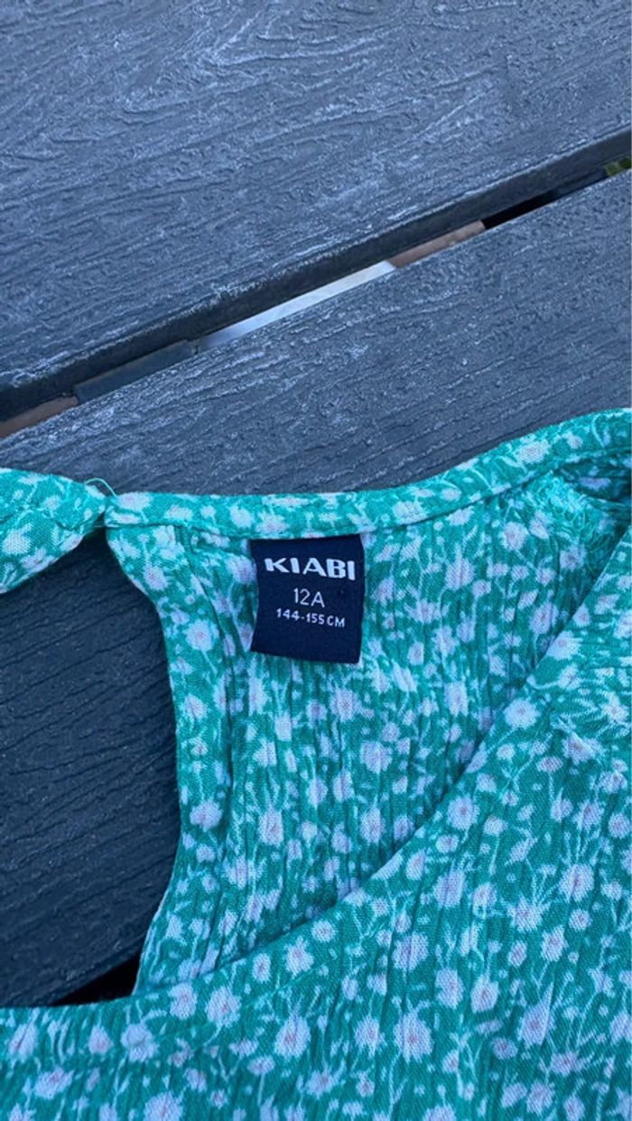 Robe fleurie verte et blanche Kiabi fille taille 12 ans - photo numéro 2