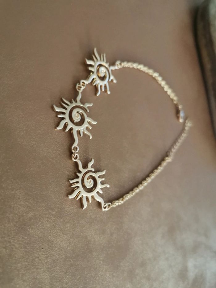 Bracelet de cheville ou de poignet soleil spirale doré - photo numéro 2