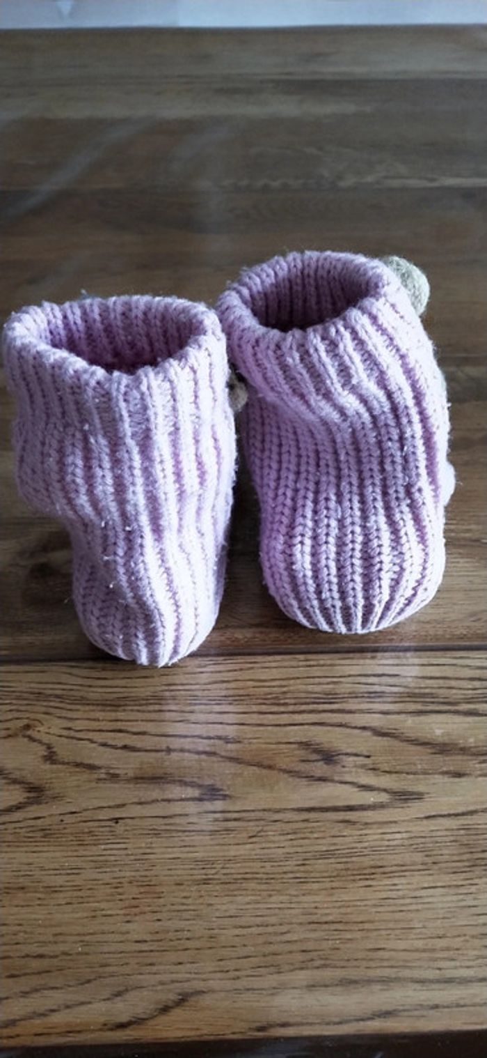 Chaussons chaussettes fille en tricot - photo numéro 2