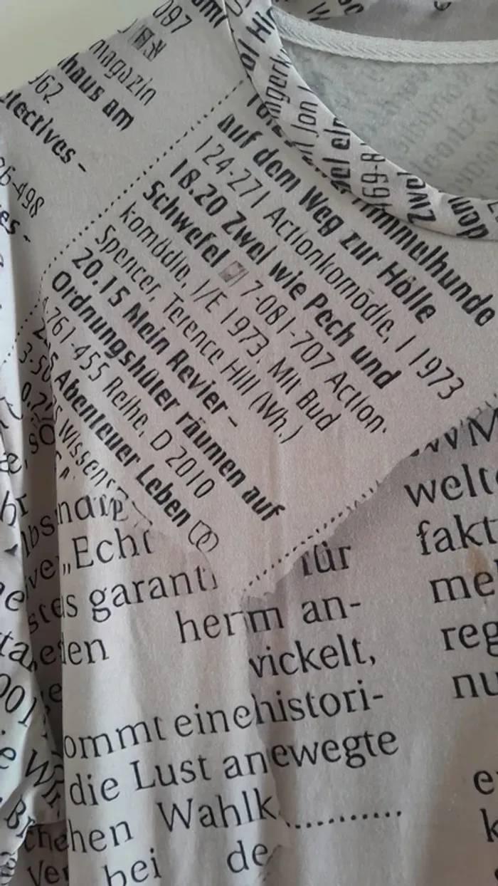 T-shirt homme ou femme, beige, imprimé journal, 3XL - photo numéro 5