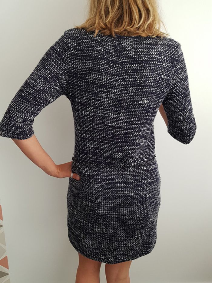 Robe Automne Hiver Manches 3/4  Bleu fils doré et Ceinture  Taille S - photo numéro 2