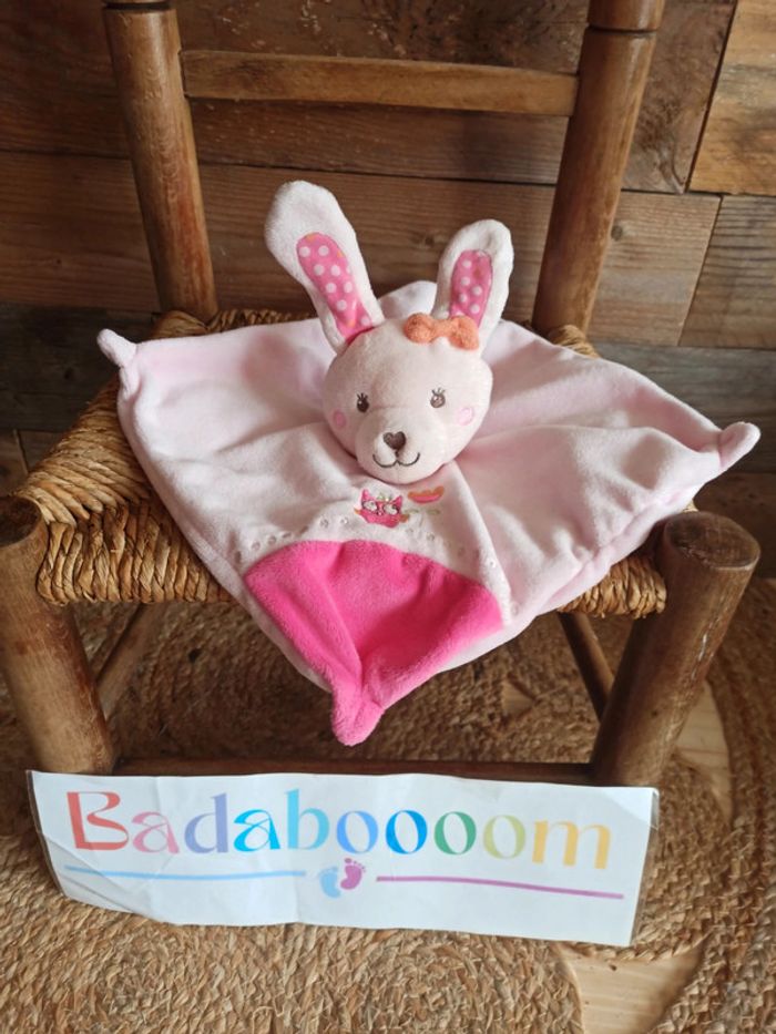 Doudou lapin rose tex hibou tbe - photo numéro 2
