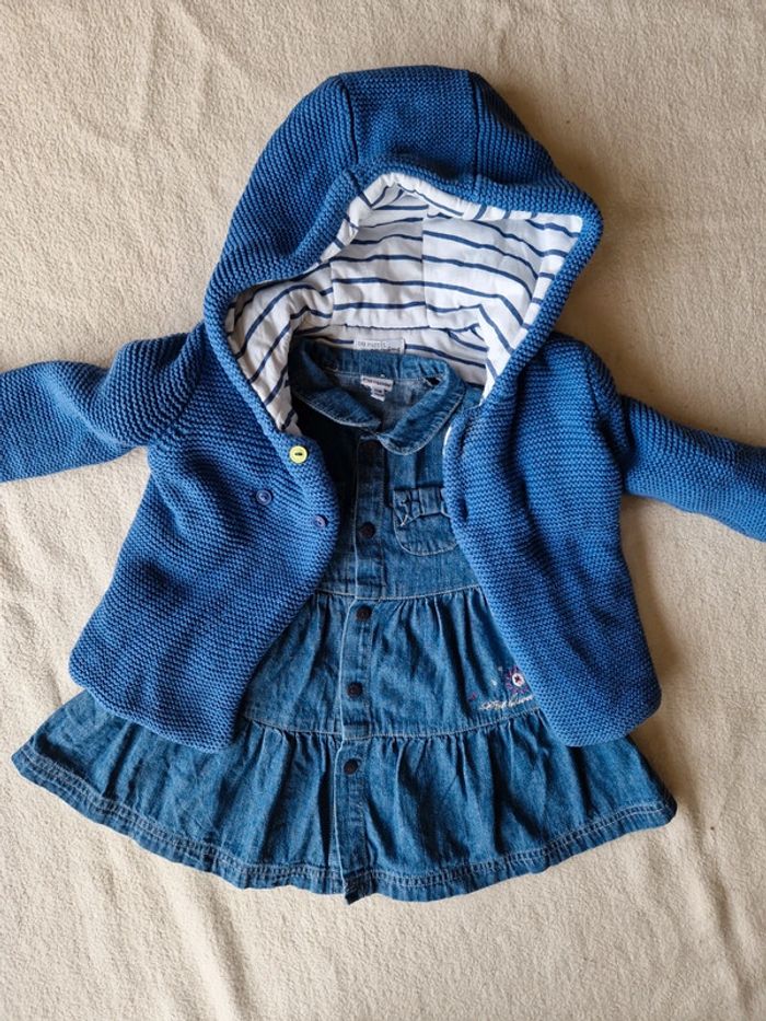Robe en jean et veste style tricoté 12mois