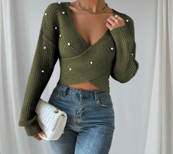 Pull croisé à perles taille XS