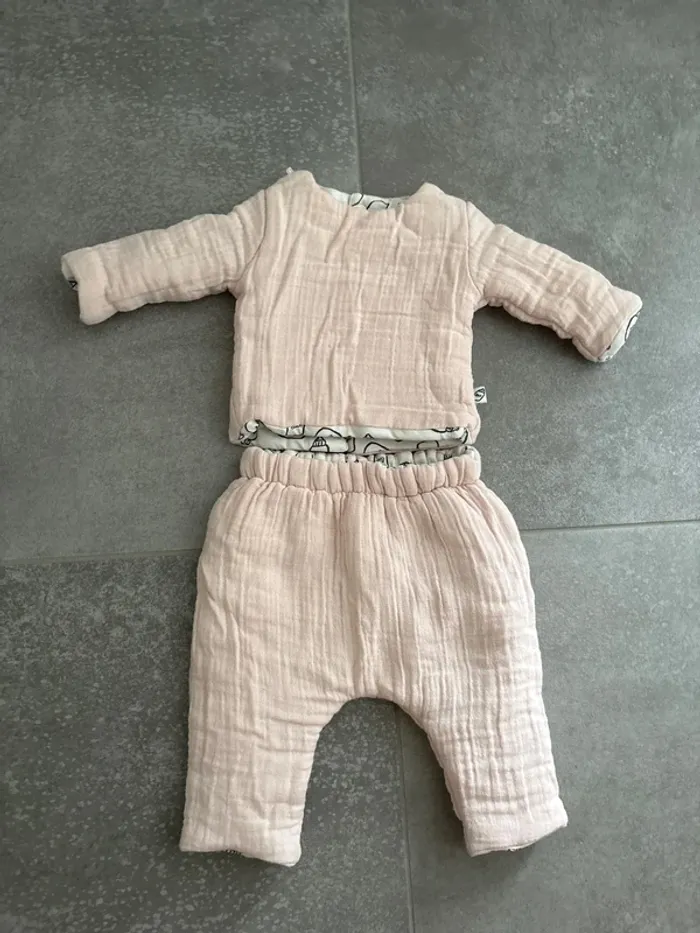 Ensemble en coton épais 1 mois réversible - photo numéro 2