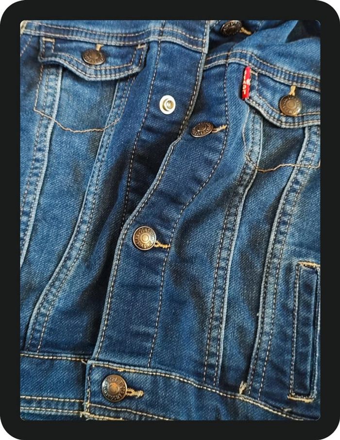 Veste en jeans à capuche bleu et gris Levi Strauss Taille 36 mois - photo numéro 7