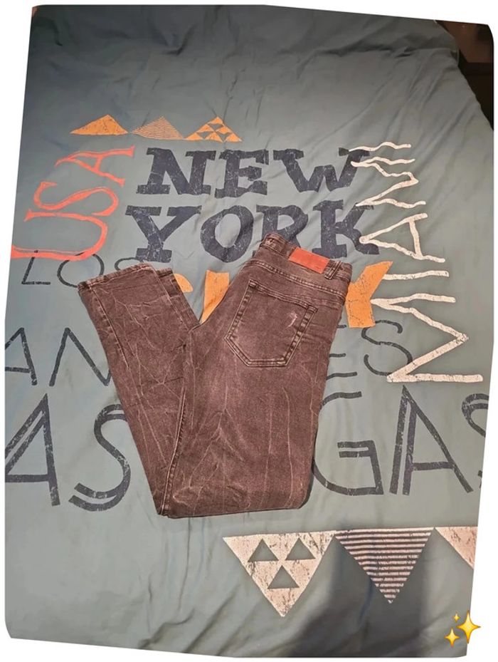 Jean skinny fit troué gris zara 40 homme - photo numéro 3