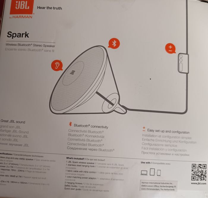 JBL Spark Rouge Enceinte Stéréo Sans Fil Bluetooth + Crochet + adaptateur prise - photo numéro 2