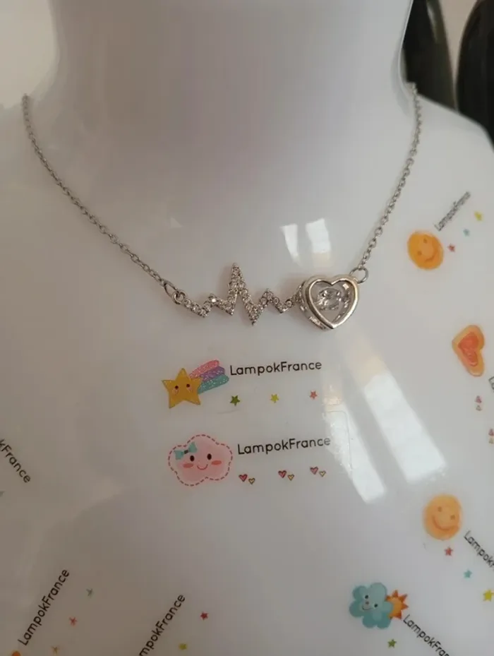 Collier argentée coeur infinit fréquence du coeur - photo numéro 2