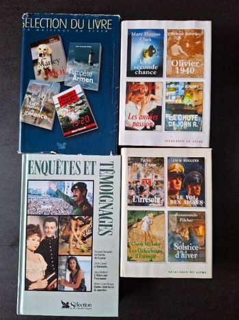 Lot de 4 livres contenant chacun 4 romans, thrillers ou témoignages en bon état
