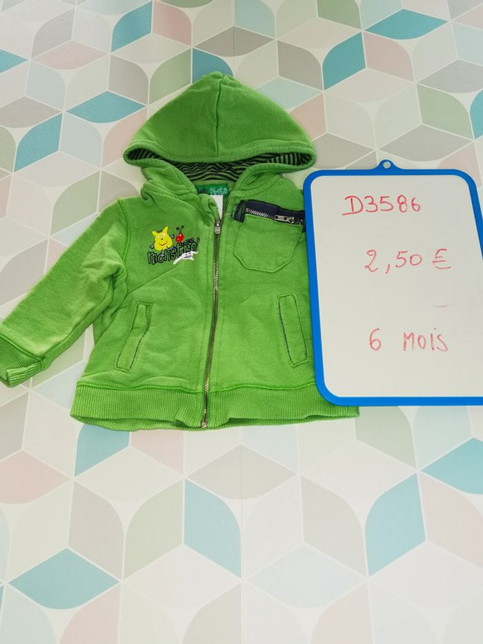 D3586 - gilet zippé garçon 6 mois - photo numéro 3
