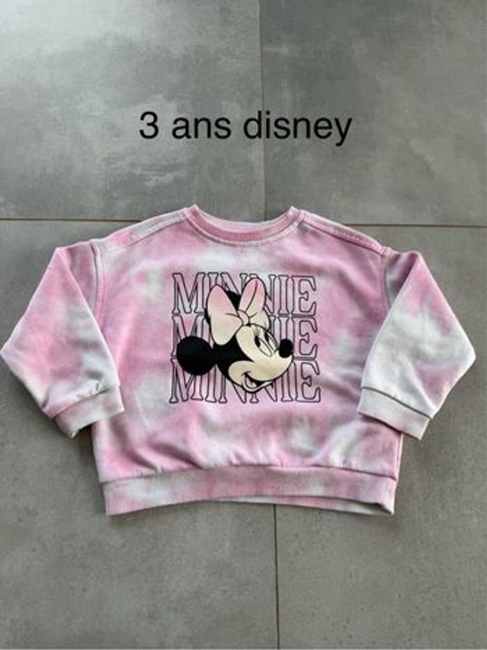 Sweat Minnie 3 ans Disney rose / blanc
