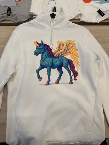 Sweat shirt blanc neuf taille s avec licorne