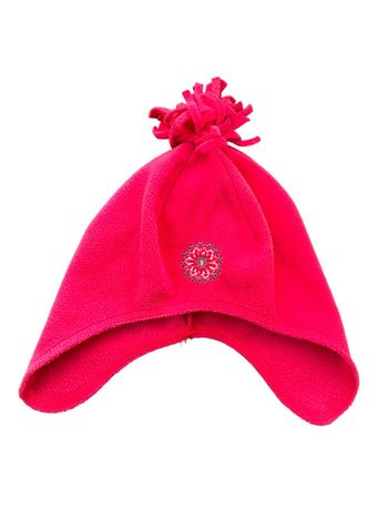 Bonnet rose en polaire avec pompon et cache-oreilles - Orchestra taille 1 (T1)