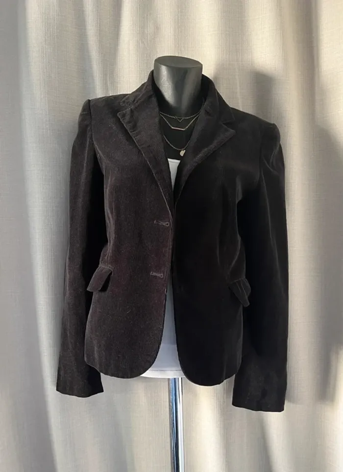 💕 Veste blazer côtelé vintage noire taille 38 M - photo numéro 2