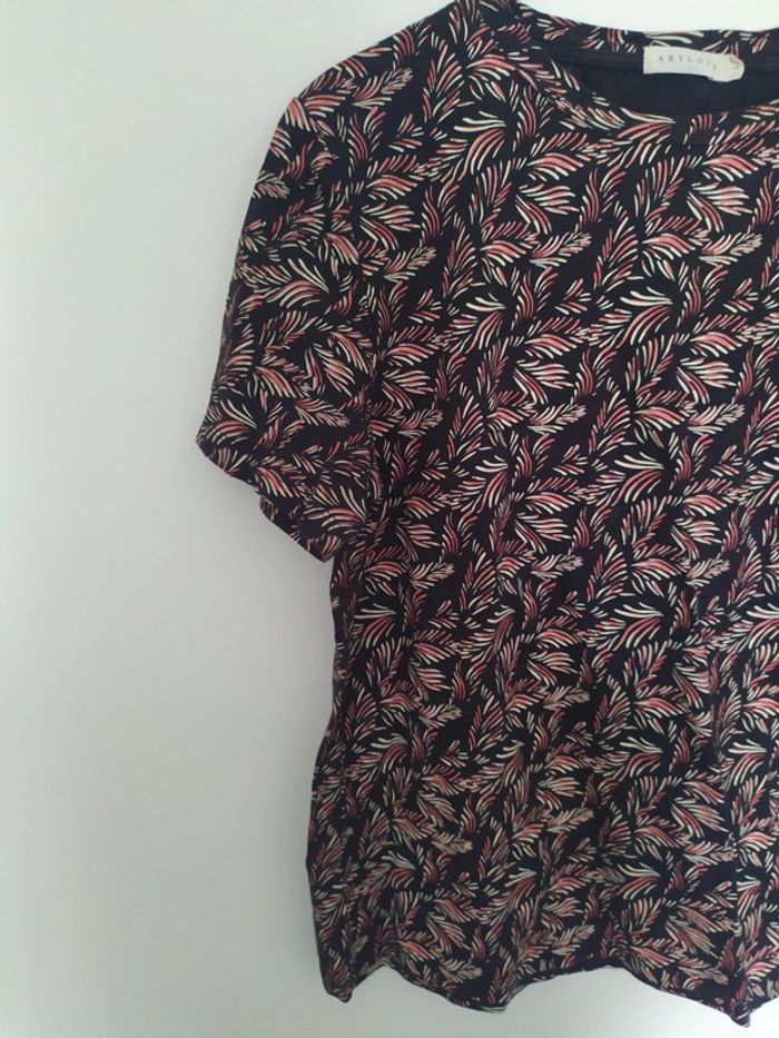 T-Shirt imprimé feuille Artlove Taille L En très bon état - photo numéro 2