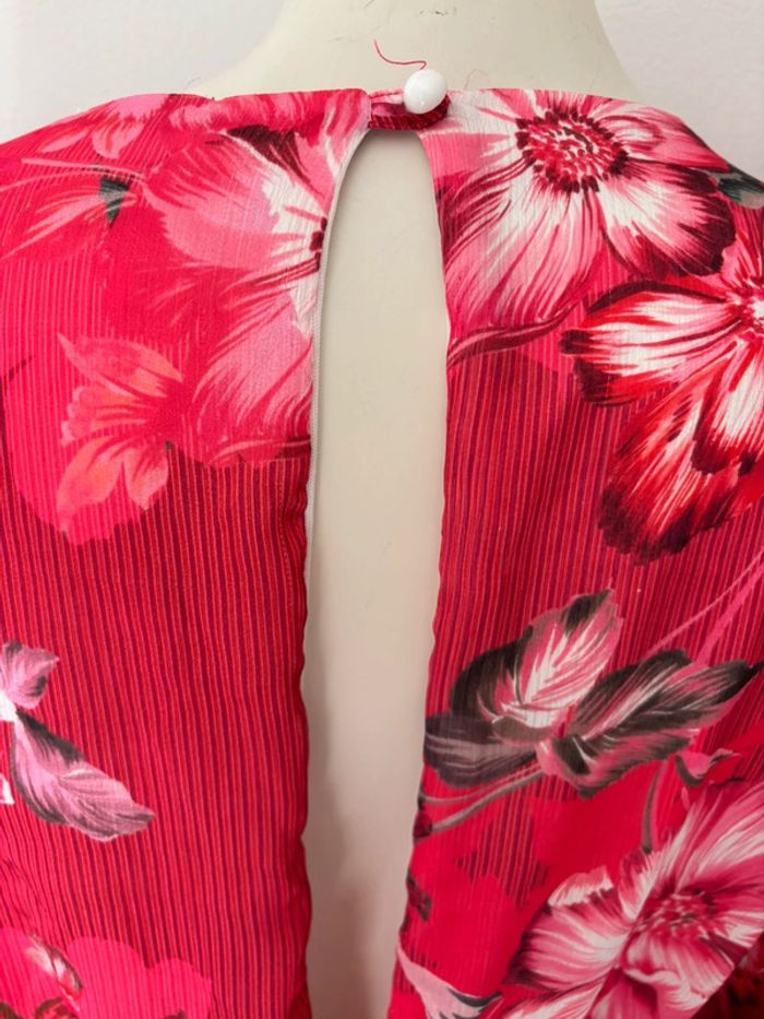 🌺Robe froncée manche 3/4 rose au motif fleuris Taille L/40🌺 - photo numéro 8