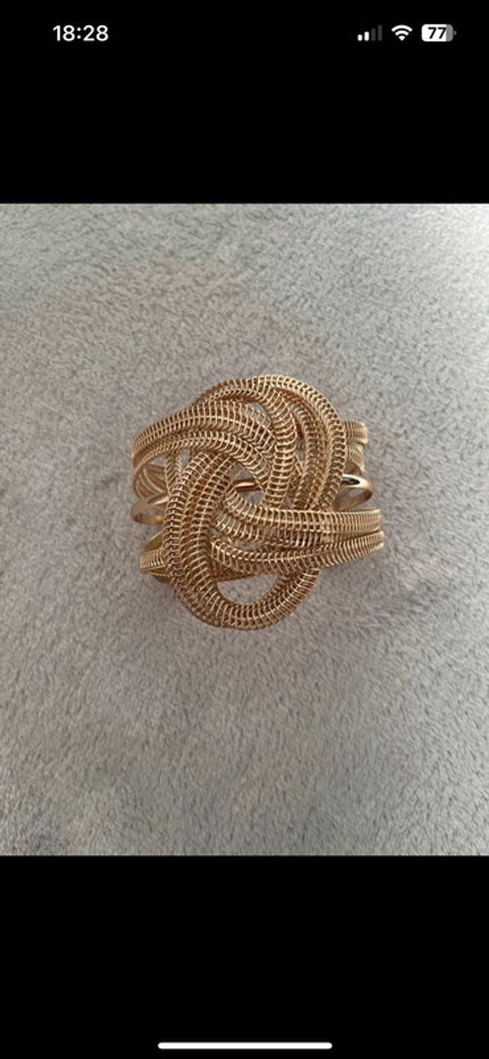 Lot 2 bracelets dorés – manchette + jonc chic & tendance - photo numéro 2