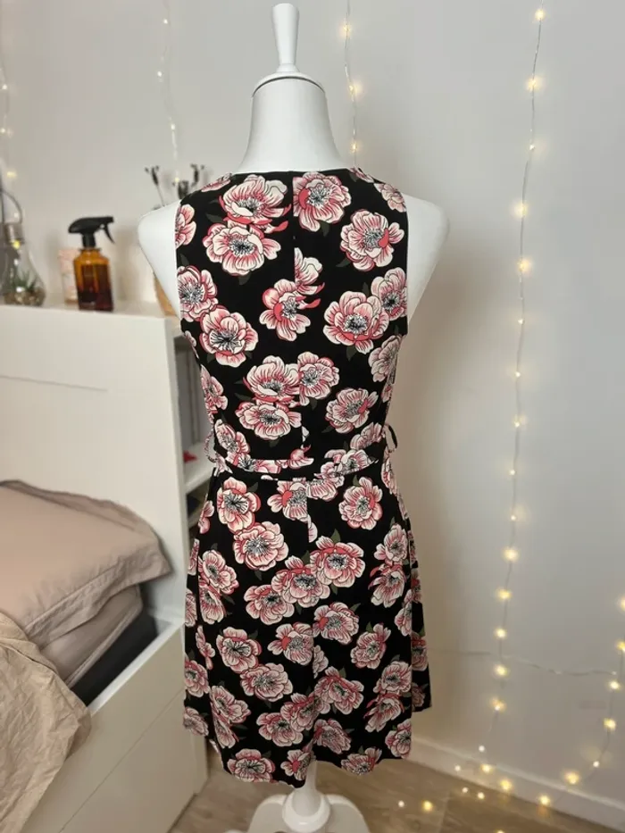 Dress vintage MNG Basics à fleurs roses & noires style bohème - XS - photo numéro 3