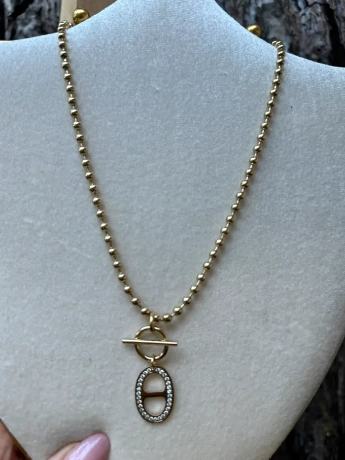 Collier réglable chaîne boule cercle tige traversante Manille cd