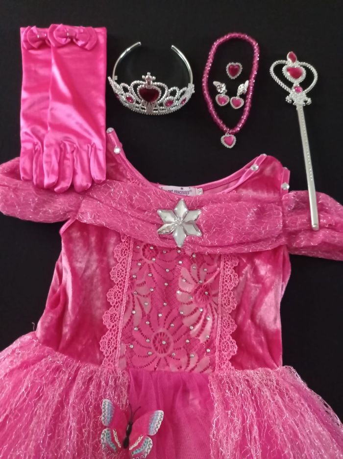 Déguisement robe princesse rose papillon 5-6ans - photo numéro 4