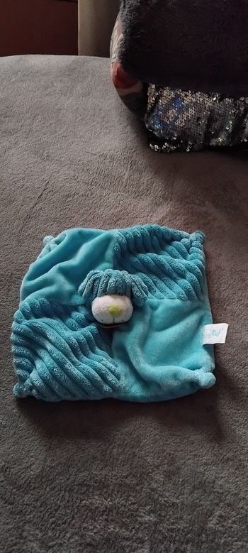 Doudou carré plat chien bleu -Baby Nat 