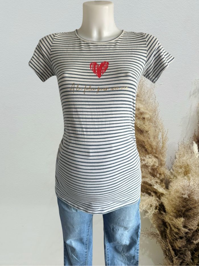 T-shirt femme de grossesse marinière cœur T 36/S