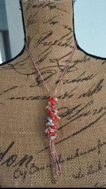 Collier  sautoir perles  rose  rouge doré Corail  ikita -  Élégance et  tendance assurées  !