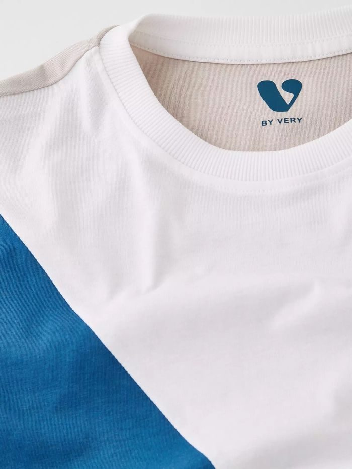 T-shirt bloc de couleur bleu pour garçon 100% coton V by Very - taille 15 ans - photo numéro 3